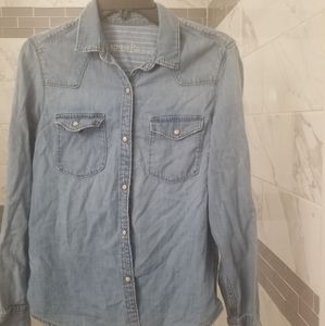 Gap 1969, womens button up denim shirt, size Large